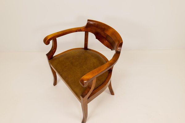 Swedish Brown Desk Chair in Birch & Mahogany, Sweden, 1920s-UYK-1120408