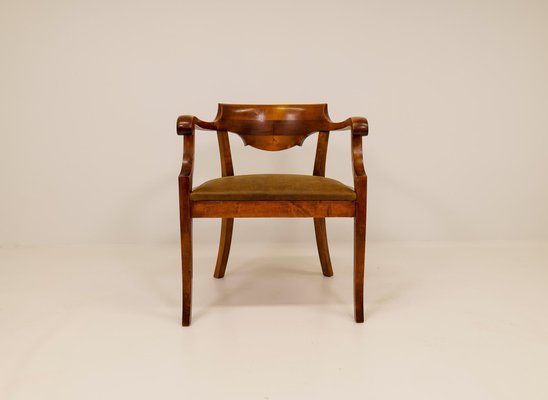 Swedish Brown Desk Chair in Birch & Mahogany, Sweden, 1920s-UYK-1120408