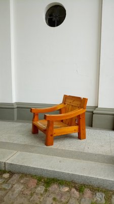 Swedish Brutalist Chair in Pine, 1970s-GJF-1817655