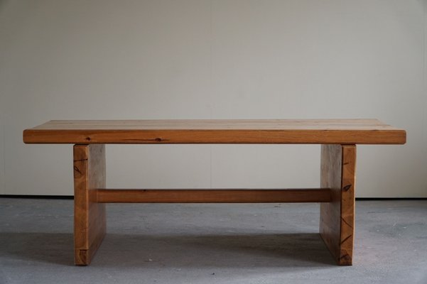 Swedish Brutalist Rectangular Solid Pine Coffee Table, 1960s-MXF-1007426