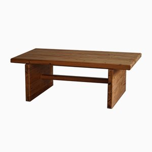 Swedish Brutalist Rectangular Solid Pine Coffee Table, 1960s-MXF-1007426