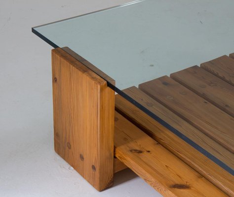 Swedish Coffee Table in Pine and Glass by Sven Larsson, 1970s-FM-883980