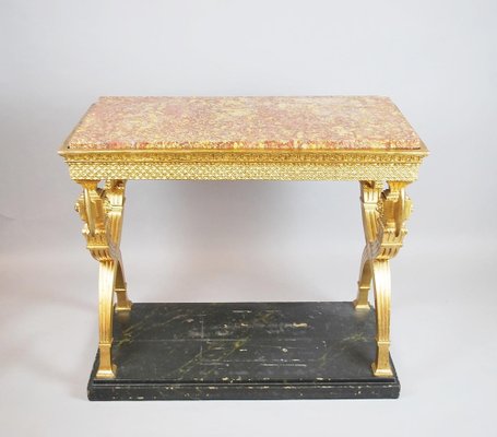 Swedish Console in Golden Wood and Marble Top, 1800-FGA-1270631