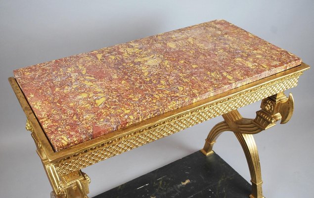 Swedish Console in Golden Wood and Marble Top, 1800-FGA-1270631