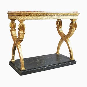 Swedish Console in Golden Wood and Marble Top, 1800-FGA-1270631