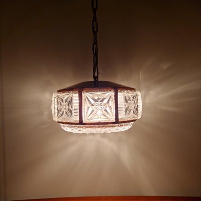 Swedish Copper and Crystal Glass Chandelier, 1960s-ZPB-1300260