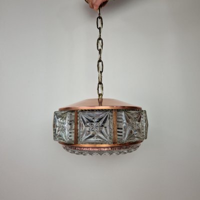 Swedish Copper and Crystal Glass Chandelier, 1960s-ZPB-1300260