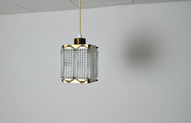 Swedish Crystal Ceiling Light by Wiktor Berndt for Flygsfors, 1950s-HPQ-1367044