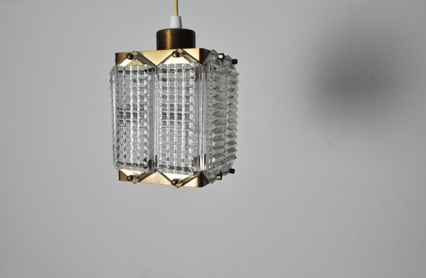 Swedish Crystal Ceiling Light by Wiktor Berndt for Flygsfors, 1950s-HPQ-1367044