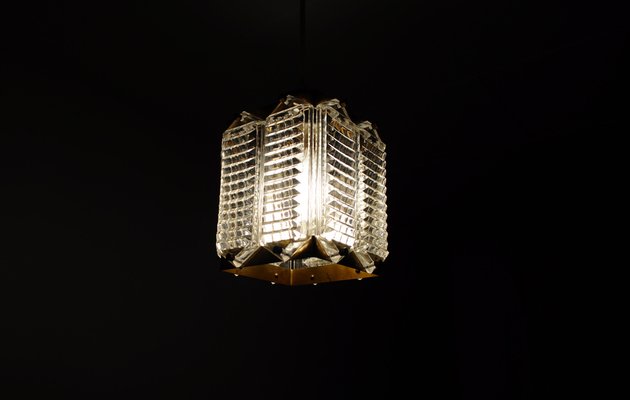 Swedish Crystal Ceiling Light by Wiktor Berndt for Flygsfors, 1950s-HPQ-1367044