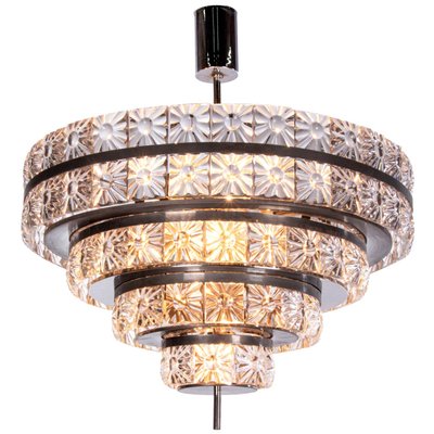 Swedish Crystal & Nickel 18-Light Chandelier by Carl Fagerlund for Orrefors, 1960s-DEK-780550