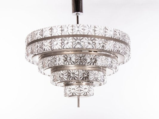 Swedish Crystal & Nickel 18-Light Chandelier by Carl Fagerlund for Orrefors, 1960s-DEK-780550