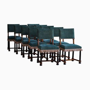 Swedish Dining Chairs in Velvet by Axel Einar Hjorth, 1920s, Set of 10-MXF-2026453