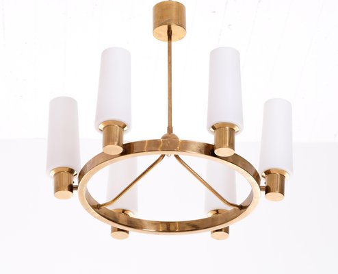 Swedish Glass and Brass Light from Böhlmarks, 1950s-QU-1706881