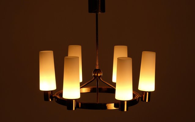 Swedish Glass and Brass Light from Böhlmarks, 1950s-QU-1706881