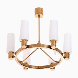 Swedish Glass and Brass Light from Böhlmarks, 1950s-QU-1706881