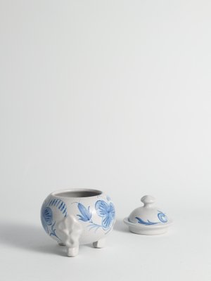 Swedish Grace Blue Leaf Decor Bonbonniere by Allan Eberling for Bo Fajans-RUK-1812300