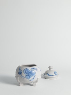 Swedish Grace Blue Leaf Decor Bonbonniere by Allan Eberling for Bo Fajans-RUK-1812300