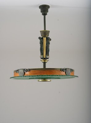 Swedish Grace Pendant in Glass and Patinated Brass, 1930s-FM-2023142