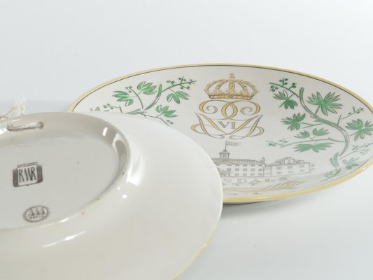 Swedish Grace Plates with Ulriksdal Palace in Yellow and Green by Gefle, 1951, Set of 2-RUK-1758047