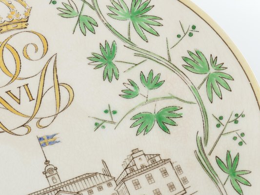 Swedish Grace Plates with Ulriksdal Palace in Yellow and Green by Gefle, 1951, Set of 2-RUK-1758047