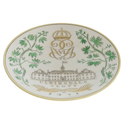 Swedish Grace Plates with Ulriksdal Palace in Yellow and Green by Gefle, 1951, Set of 2-RUK-1758047