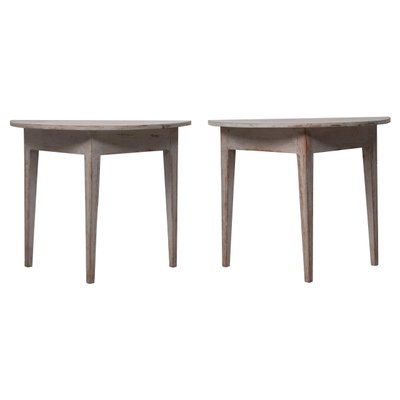 Swedish Gustavian Grey Demi Lune Tables, Set of 2-MJF-1395360