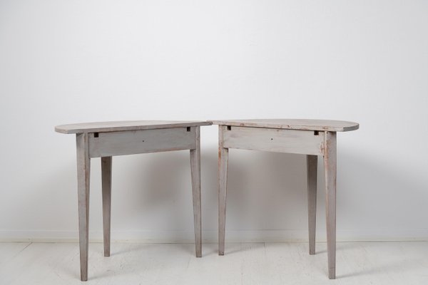 Swedish Gustavian Grey Demi Lune Tables, Set of 2-MJF-1395360