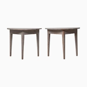 Swedish Gustavian Grey Demi Lune Tables, Set of 2-MJF-1395360