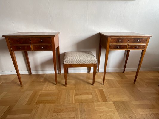 Swedish Gustavian Mahogany Table with Drawers, 1890s, Set of 2-ZQM-1717986