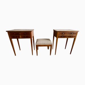 Swedish Gustavian Mahogany Table with Drawers, 1890s, Set of 2-ZQM-1717986