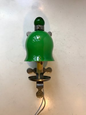 Swedish Hand Blown Green Glass Sconce from Ostling Gnosjö, 1970s-LCR-911643