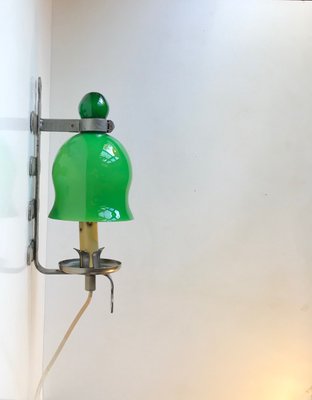 Swedish Hand Blown Green Glass Sconce from Ostling Gnosjö, 1970s-LCR-911643