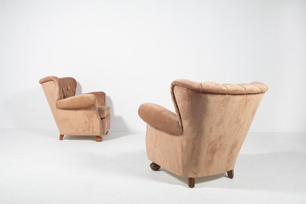 Swedish Lounge Armchair in Velvet Upholstery, 1950s-KMC-920502