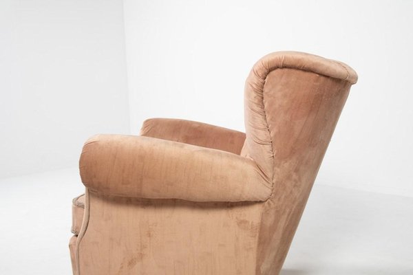 Swedish Lounge Armchair in Velvet Upholstery, 1950s-KMC-920502