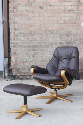 Swedish Lounge Chair with Ottoman from Göte Möbler, 1960s, Set of 2-XIJ-1295985