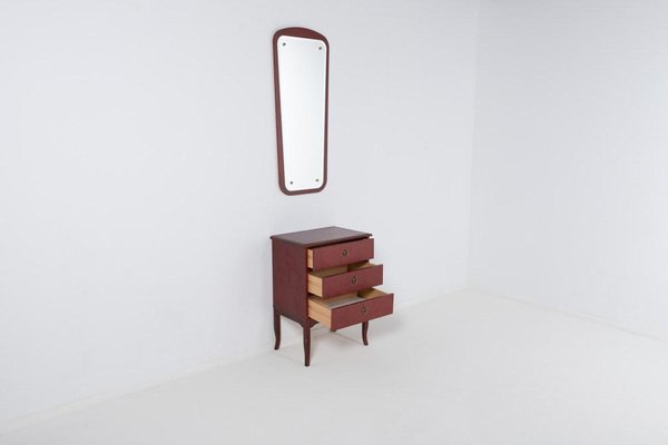 Swedish Lowboard and Mirror Hallway Set, 1970s, Set of 2-KMC-1099015