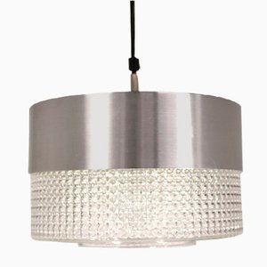 Swedish Metal and Crystal Ceiling Lamp, 1960s-GEK-644591