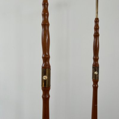 Swedish Mid-Century Brass and Teak Floor Lamps, Set of 2-JRP-1324824