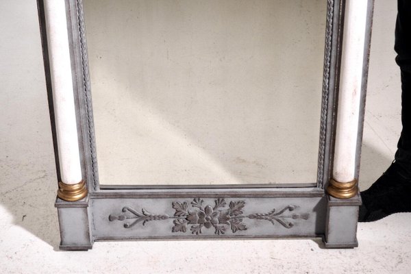 Swedish Mirror with Guilt Carving and White Columns, 1810s-SA-953668