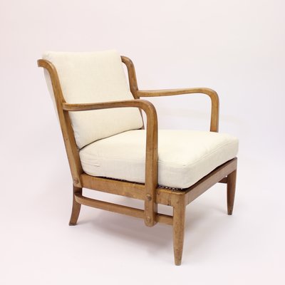 Swedish Modern Birch, Bambu & Rattan Longe Chair attributed to Otto Schulz for Boet, 1940s-KQ-1427900