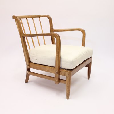 Swedish Modern Birch, Bambu & Rattan Longe Chair attributed to Otto Schulz for Boet, 1940s-KQ-1427900