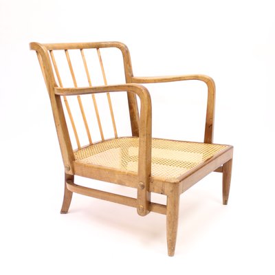 Swedish Modern Birch, Bambu & Rattan Longe Chair attributed to Otto Schulz for Boet, 1940s-KQ-1427900