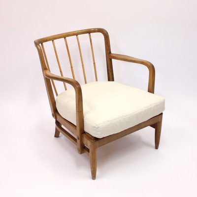 Swedish Modern Birch, Bambu & Rattan Longe Chair attributed to Otto Schulz for Boet, 1940s-KQ-1427900