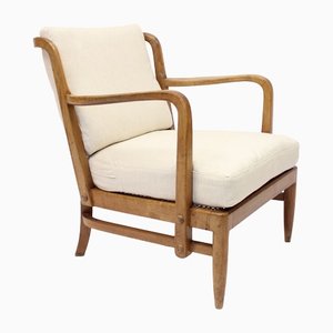 Swedish Modern Birch, Bambu & Rattan Longe Chair attributed to Otto Schulz for Boet, 1940s-KQ-1427900