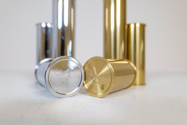 Swedish Modern Candelholders in Brass and Steel by Staffan Englesson, 1970s, Set of 6-UYK-1362803