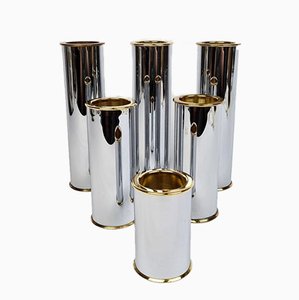 Swedish Modern Candelholders in Brass and Steel from Englesson, Sweden, 1970s, Set of 6-UYK-807010