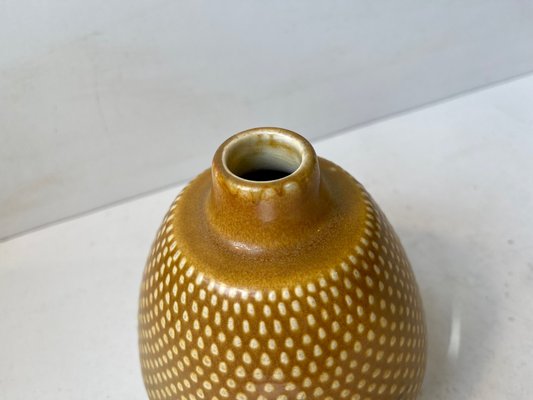 Swedish Modern Dotted Ceramic Vase with Yellow Glaze, 1970s-LCR-1682124