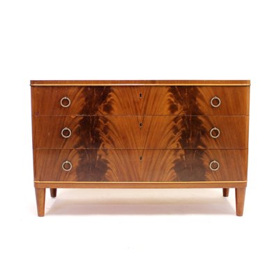 Swedish Modern Pyramid Mahogany Chest of Drawers, 1940s-KQ-1195789