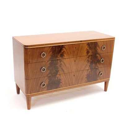 Swedish Modern Pyramid Mahogany Chest of Drawers, 1940s-KQ-1195789